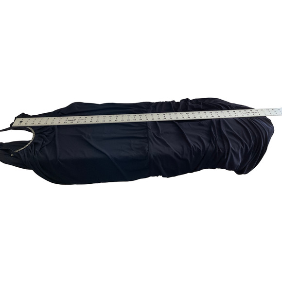 Cach'e Women's 8 Navy Blue Dress Halter Bodycon Ruched Metal Necklace - Picture 7 of 13